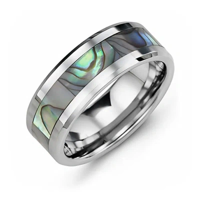 Jewlr Men's Tungsten Couples Ring With Abalone Inlay In Gray