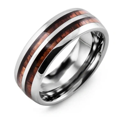 Jewlr Men's Tungsten Ring With Koa Wood Inlay In Gray
