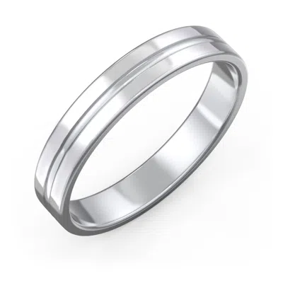 Jewlr Men's Wedding Band With Rounded Polished Center Groove- 4mm Width In Yellow