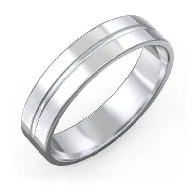 Jewlr Men's Wedding Band With Rounded Polished Center Groove- 5mm Width In Transparent