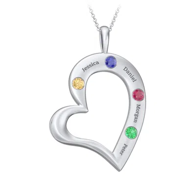 Jewlr Mi Familia Tilted Heart Promise Pendant In Sterling Silver
