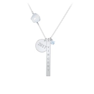 Jewlr Milestone Necklace With Baby Feet Charm In Silver