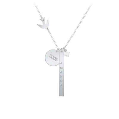 Jewlr Milestone Necklace With Bird Charm In Silver