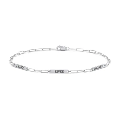 Jewlr Mini Paper Clip Chain Bracelet With 1 - 4 Engravable Bars In Metallic