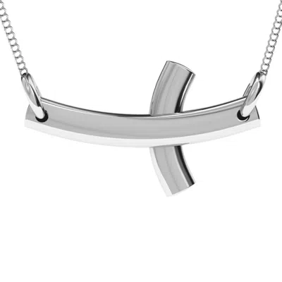 Jewlr Modern Sideways Daughters Cross Pendant In Green