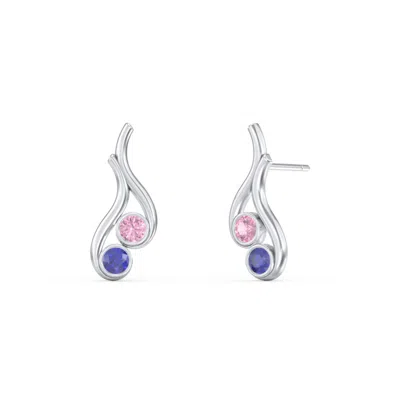 Jewlr Multi Stone Raindrop Mothers Earrings In Sterling Silver