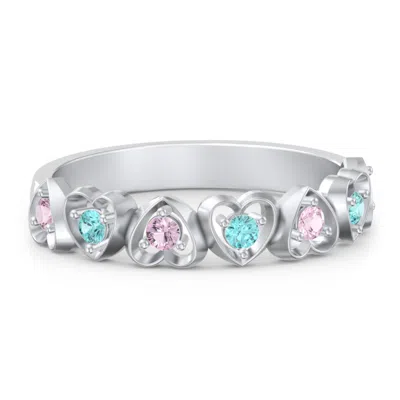 Jewlr Multi-heart Ring With Birthstones In Silver