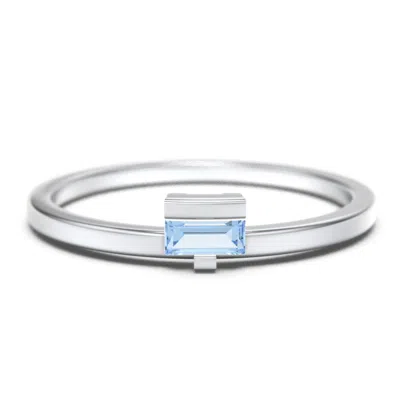 Jewlr Off-set Baguette Stackable Ring In Silver
