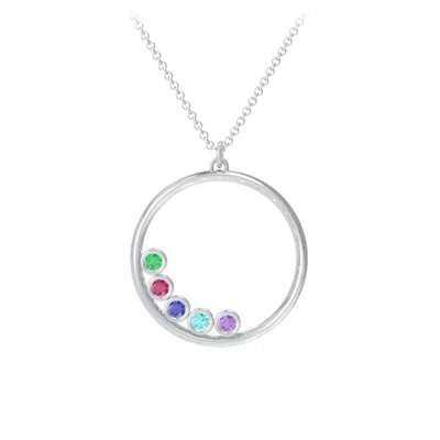 Jewlr Open Circle Daughters Necklace With 5 Birthstones In Sterling Silver