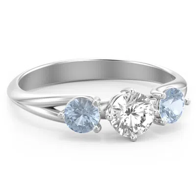 Jewlr Orion's Belt Three Stone Round Brilliant Cut Ring In Silver