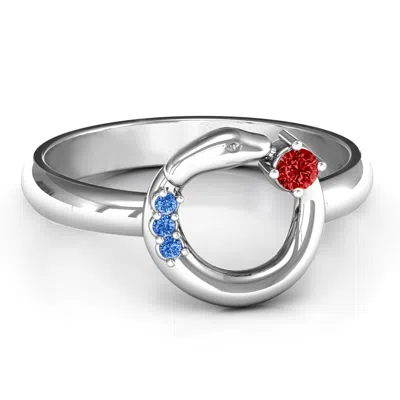 Jewlr Ouroboros Snake Birthstone Ring In Metallic