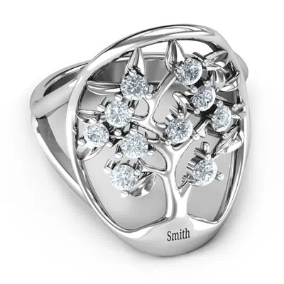 Jewlr Oval Family Tree Birthstone Ring In Silver