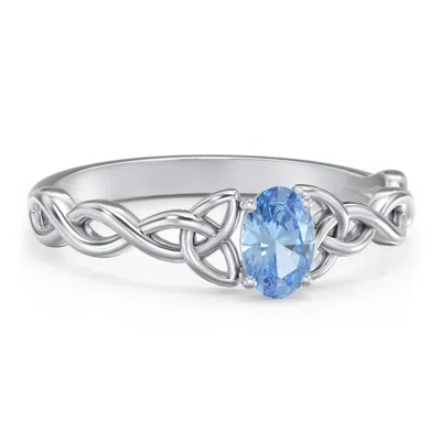 Jewlr Oval Solitaire Celtic Trinity Knot Engagement Ring In Orange
