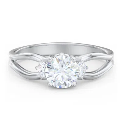 Jewlr Personalized 3 Stone Diamond Engagement Ring With Split Shank And Peek-a-boo Accents In White