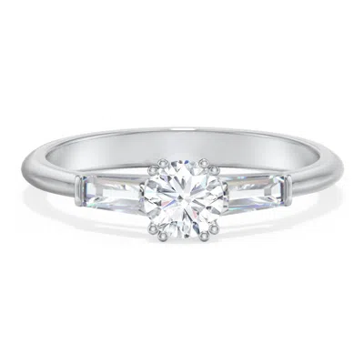 Jewlr Personalized 3 Stone Engagement Ring With Tapered Baguettes In Gray