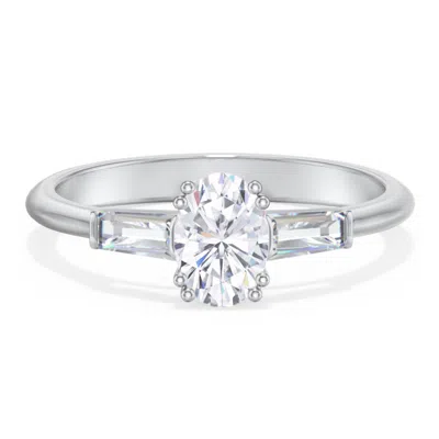 Jewlr Personalized 3 Stone Engagement Ring With Tapered Baguettes In Gray