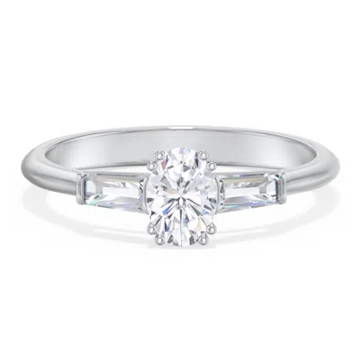 Jewlr Personalized 3 Stone Engagement Ring With Tapered Baguettes In Gray
