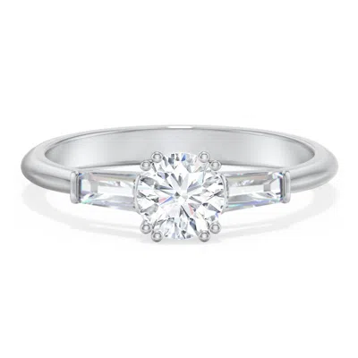 Jewlr Personalized 3 Stone Engagement Ring With Tapered Baguettes In Gray