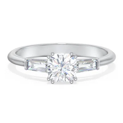 Jewlr Personalized 3 Stone Engagement Ring With Tapered Baguettes In White