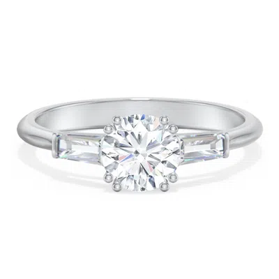 Jewlr Personalized 3 Stone Engagement Ring With Tapered Baguettes In Gray