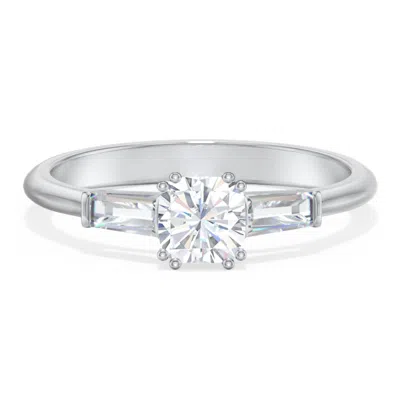 Jewlr Personalized 3 Stone Engagement Ring With Tapered Baguettes In White
