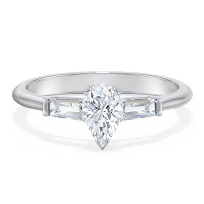 Jewlr Personalized 3 Stone Engagement Ring With Tapered Baguettes In Gray