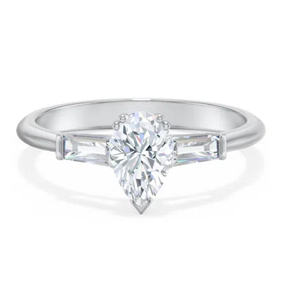 Jewlr Personalized 3 Stone Engagement Ring With Tapered Baguettes In Gray