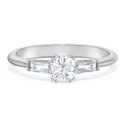 Jewlr Personalized 3 Stone Engagement Ring With Tapered Baguettes In Gray