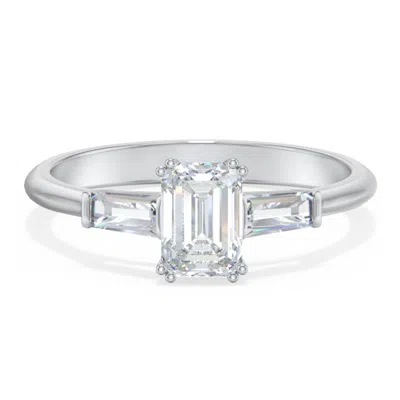 Jewlr Personalized 3 Stone Engagement Ring With Tapered Baguettes In Metallic