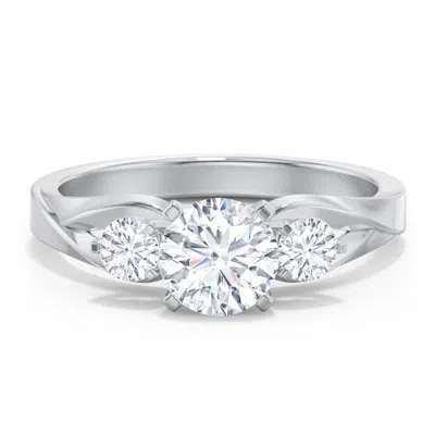 Jewlr Personalized 3-stone Diamond Engagement Ring With Twisted Split Shank In Gray