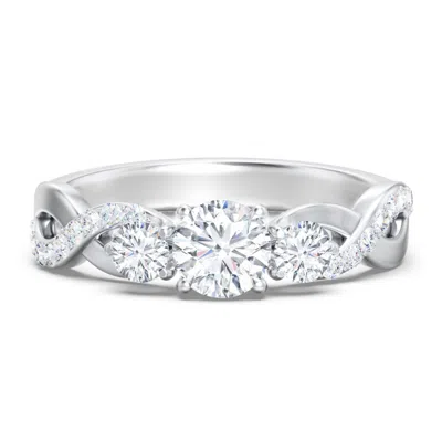 Jewlr Personalized 3-stone Diamond Infinity Engagement Ring With Accents In Silver