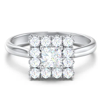 Jewlr Personalized Classic Diamond Halo Engagement Ring In Metallic