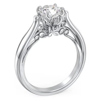 Jewlr Personalized Classic Solitaire Diamond Engagement Ring With Butterfly And Scroll Details - "the Soph In Metallic