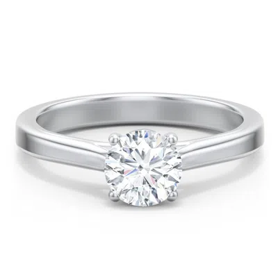 Jewlr Personalized Classic Solitaire Engagement Ring With Peek-a-boo Accent Diamond In Metallic