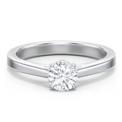Jewlr Personalized Classic Solitaire Engagement Ring With Peek-a-boo Accent Diamond In Metallic