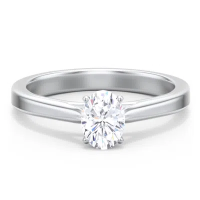 Jewlr Personalized Classic Solitaire Engagement Ring With Peek-a-boo Accent Diamond In Silver