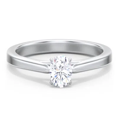 Jewlr Personalized Classic Solitaire Engagement Ring With Peek-a-boo Accent Diamond In Silver