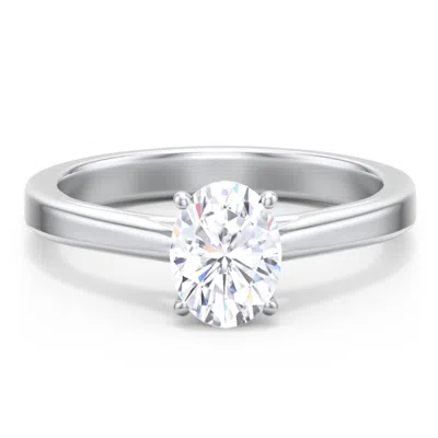 Jewlr Personalized Classic Solitaire Engagement Ring With Peek-a-boo Accent Diamond In Silver