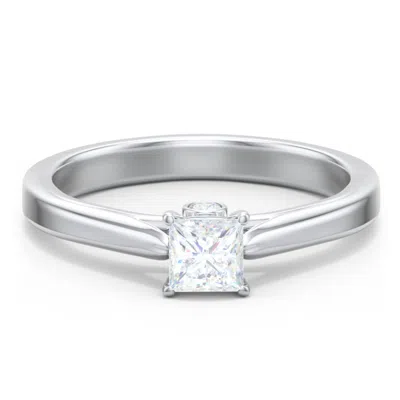 Jewlr Personalized Classic Solitaire Engagement Ring With Peek-a-boo Accent Diamond In Silver