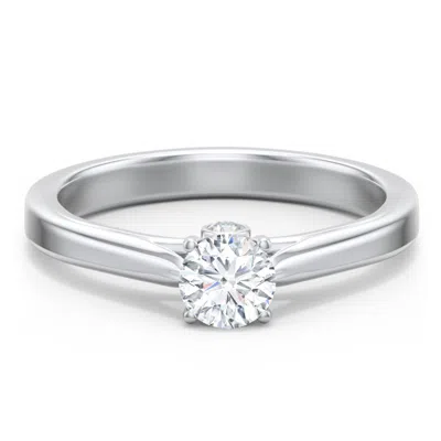 Jewlr Personalized Classic Solitaire Engagement Ring With Peek-a-boo Accent Diamond In Silver