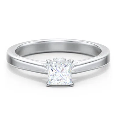 Jewlr Personalized Classic Solitaire Engagement Ring With Peek-a-boo Accent Diamond In Silver