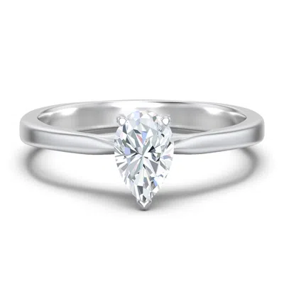 Jewlr Personalized Classic Solitaire Engagement Ring With White Gold Setting In Silver