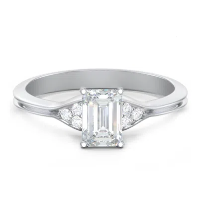 Jewlr Personalized Diamond Engagement Ring With Cluster Side Accents In White