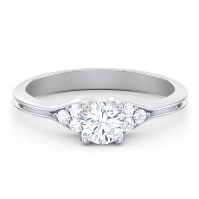 Jewlr Personalized Diamond Engagement Ring With Cluster Side Accents In Neutral