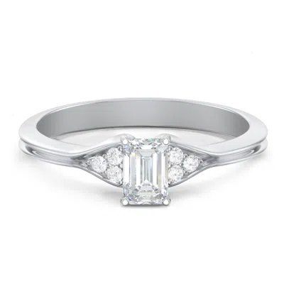 Jewlr Personalized Diamond Engagement Ring With Cluster Side Accents In Silver