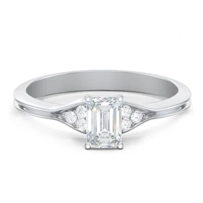 Jewlr Personalized Diamond Engagement Ring With Cluster Side Accents In Silver