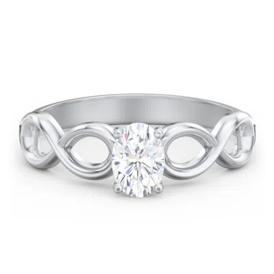 Jewlr Personalized Diamond Solitaire Engagement Ring With Infinity Band In Metallic