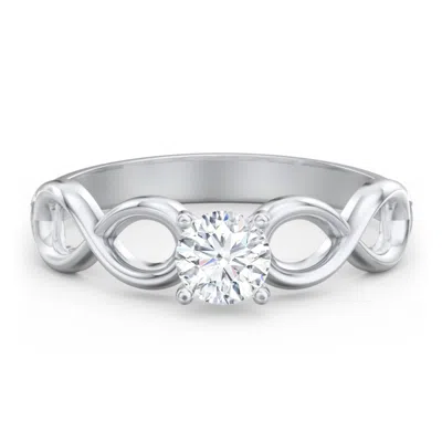 Jewlr Personalized Diamond Solitaire Engagement Ring With Infinity Band In Metallic