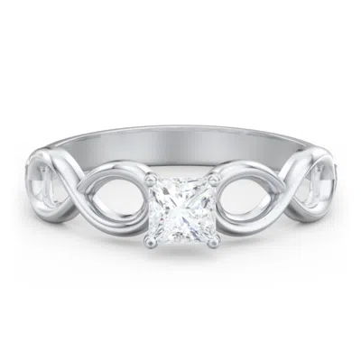 Jewlr Personalized Diamond Solitaire Engagement Ring With Infinity Band In Metallic