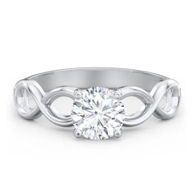 Jewlr Personalized Diamond Solitaire Engagement Ring With Infinity Band In Metallic